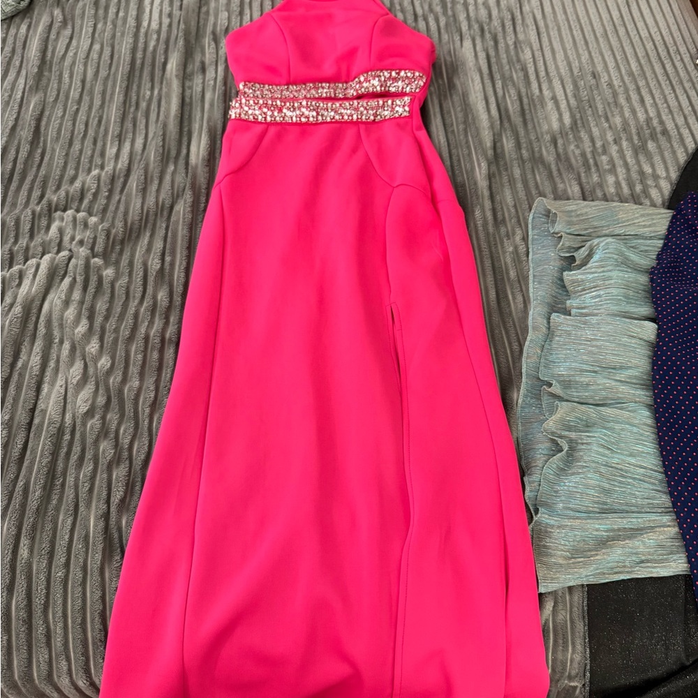 Stunning Pink Gown with Embellished Waist